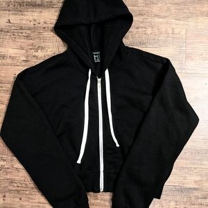 Forever 21 Black Cropped Zip-up Hoodie
